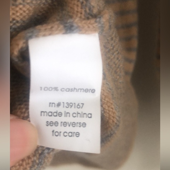 NWT 27 MILES Malibu Revolve 100% Cashmere Striped Crewneck Bishop Sleeve Camel - Picture 4 of 6